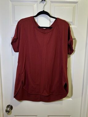 Sonoma Cuffed Short Sleeve Shirt Size XXL Orange Pumpkin Curved Hem